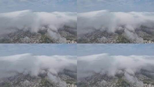 茂名鼎龙湾平流雾航拍高清在线视频素材下载