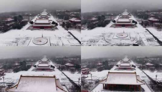 陕西周至县楼观台景区雪景高清在线视频素材下载