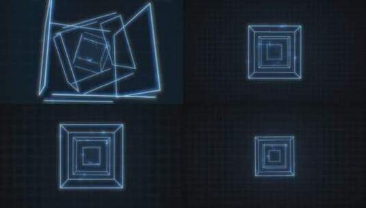 复古数字蓝色计算机图形学立方体高清在线视频素材下载