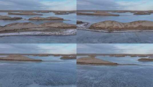 水上雅丹青甘环线魔鬼城冰自然风光湖夕阳高清在线视频素材下载