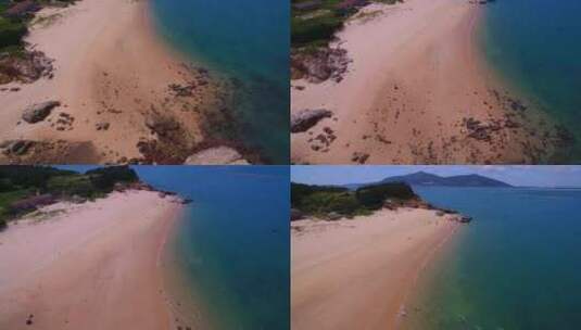 航拍平潭大嵩岛原生态海岛海浪碧海蓝天沙滩高清在线视频素材下载