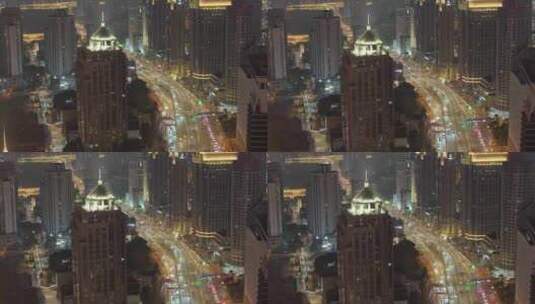 航拍上海浦西 延安高架夜景高清在线视频素材下载