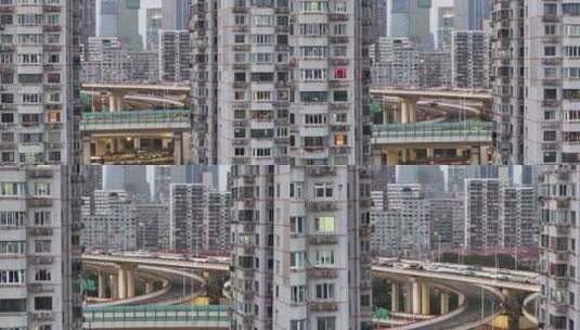航拍上海高架  城市风光高清在线视频素材下载