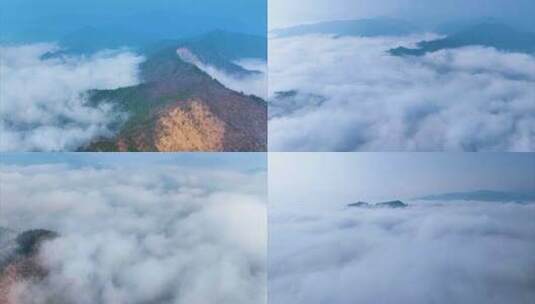 浙江衢州开化山区农村云海风景风光航拍延时高清在线视频素材下载