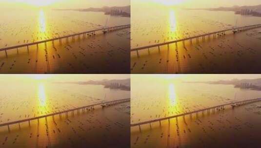 黄昏中的跨海大桥高清在线视频素材下载