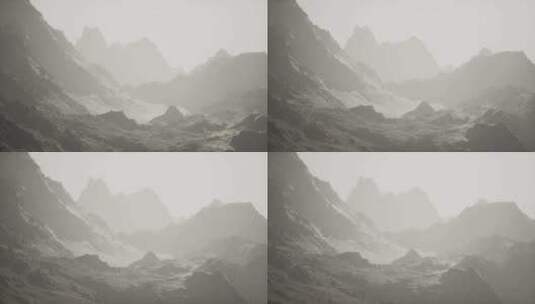 雾中的迷雾山脉高清在线视频素材下载