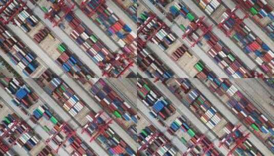 上海集装箱外高桥码头航拍【4K60】高清在线视频素材下载