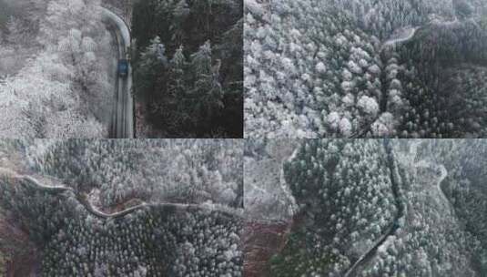 雪山开车看风景雪地驾驶雪后美景高清在线视频素材下载