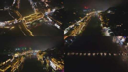 凤凰古城夜景高清在线视频素材下载