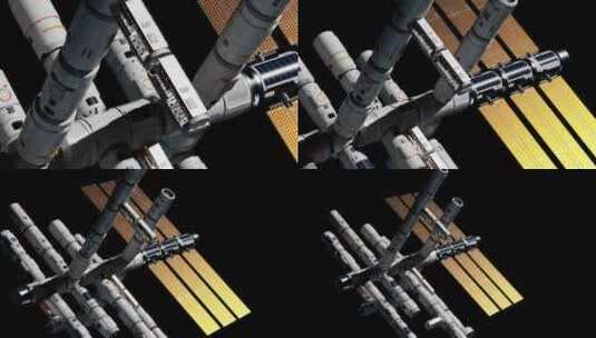 空间站在太空飞行，太空技术发展的概念。高清在线视频素材下载