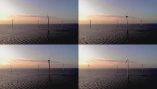 海上风车公园日落时的海洋风车公园Flev高清在线视频素材下载