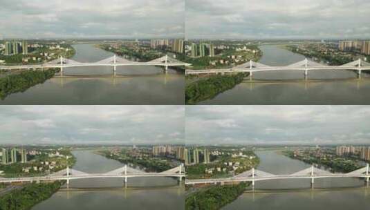 东洲岛大桥湘江跨江大桥航拍高清在线视频素材下载