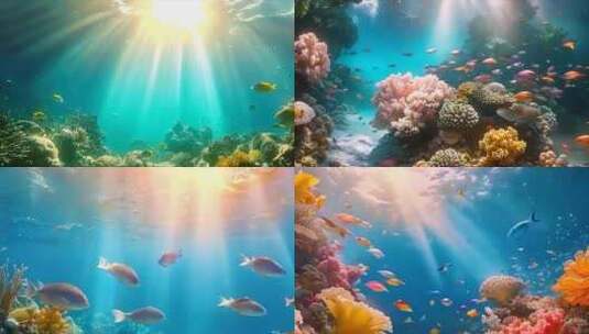 唯美海洋海底世界水下世界珊瑚丛鱼类生物a高清在线视频素材下载