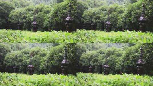 （慢镜）中国杭州永福寺下雨天高清在线视频素材下载