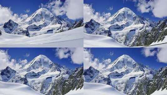 新疆蓝天白云雪山自然风景旅行治愈高清在线视频素材下载