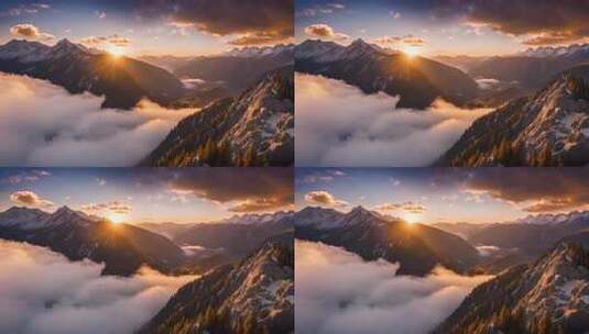 雪山云海日出壮丽景观高清在线视频素材下载