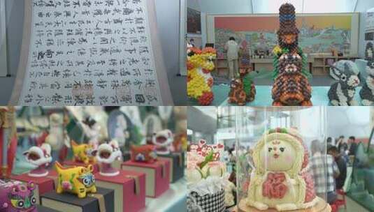 书圣文化节书法文创产品展览高清在线视频素材下载