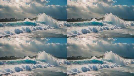 大海汹涌海浪景观高清在线视频素材下载