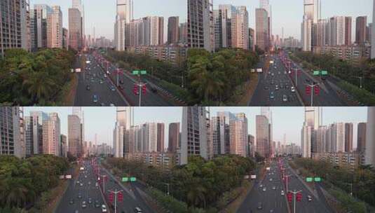 深圳滨河大道城市道路高楼车流景观高清在线视频素材下载