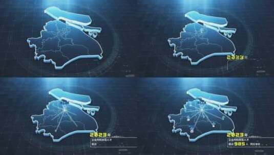 蓝色科技感地图上海高清AE视频素材下载