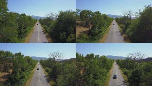 意大利托斯塔纳乡村道路汽车航拍高清在线视频素材下载