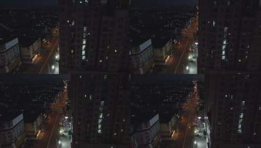 2K疫情无人的街道从楼后夜景航拍城市高清在线视频素材下载