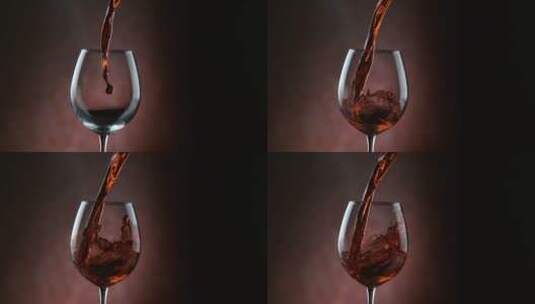 葡萄酒倒入玻璃杯慢镜头高清在线视频素材下载