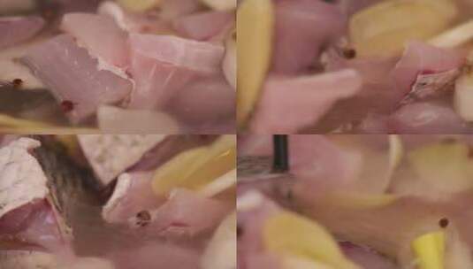 葱姜水腌制鱼肉去腥高清在线视频素材下载