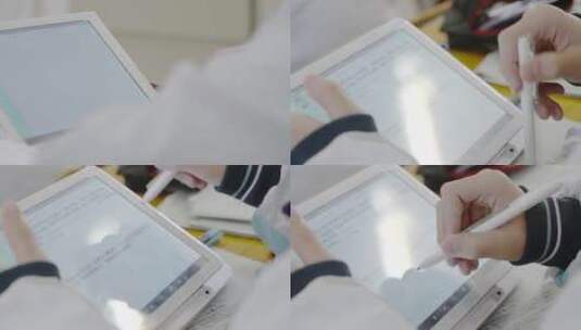 中学生平板上课教学互动智慧校园智慧教室高清在线视频素材下载