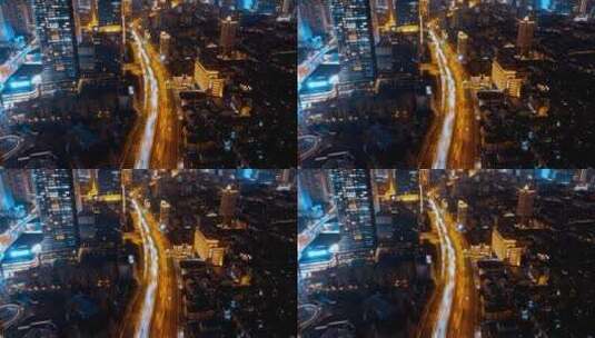 静安区延安高架夜景延时摄影高清在线视频素材下载