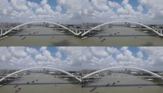 上海卢浦大桥黄浦江4K航拍高清在线视频素材下载