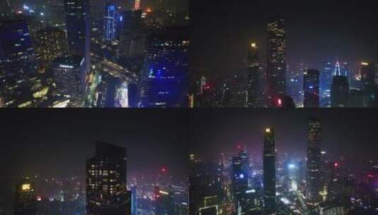 2022广州珠江新城夜景天环广场猎德大桥灯光高清在线视频素材下载