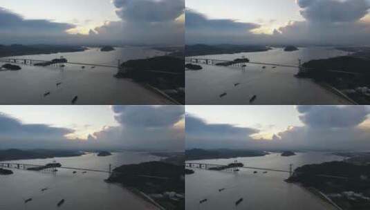 珠江口虎门大桥的夕阳高清在线视频素材下载