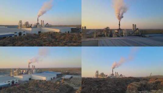 工厂烟囱冒出滚滚浓烟工业污染高清在线视频素材下载