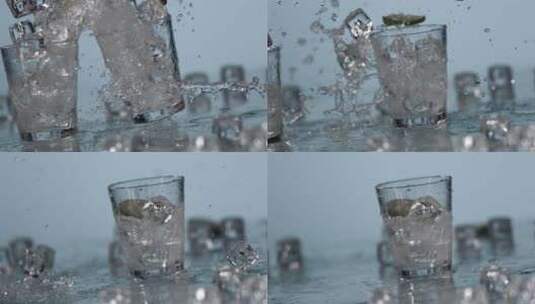 冰块 水杯 玻璃杯高清在线视频素材下载
