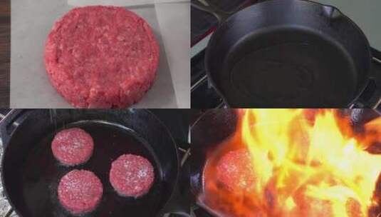 牛肉馅制作汉堡肉饼高清在线视频素材下载