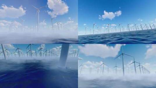 4k 海上可再生新能源风力发电高清在线视频素材下载