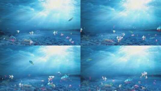梦幻海底生物游动高清在线视频素材下载