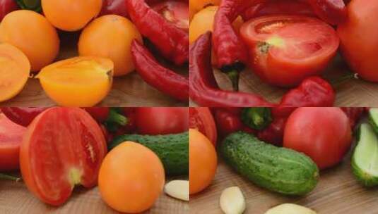 新鲜水果和蔬菜切片高清在线视频素材下载