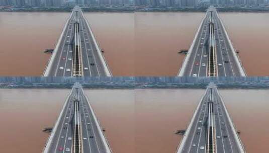 航拍湖南长沙湘江银盆岭大桥高清在线视频素材下载