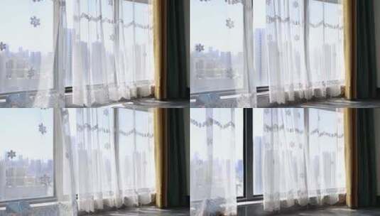 窗帘在窗户高清在线视频素材下载