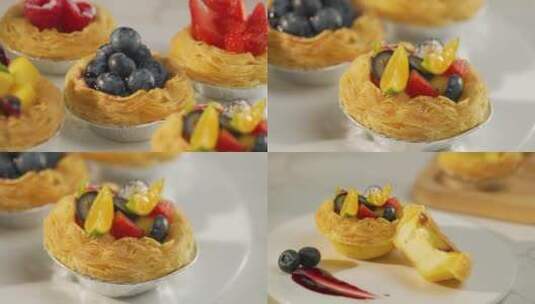 水果蛋挞点心甜品糕点葡式蛋挞高清在线视频素材下载