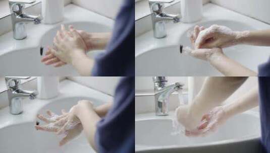 4k实拍洗手消毒升格慢动作高清在线视频素材下载