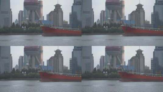 8K实拍上海黄浦江货轮轮船高清在线视频素材下载