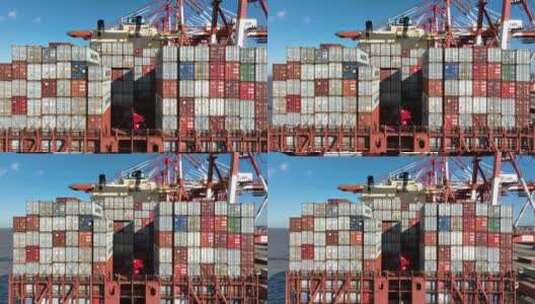 商业港口吊机装卸货高清在线视频素材下载