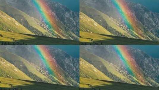 航拍雪山彩虹风景高清在线视频素材下载