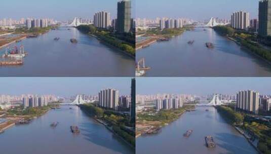 淮安市京杭大运河-4k航拍高清在线视频素材下载