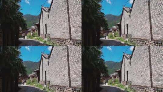 石头建成的古村高清在线视频素材下载