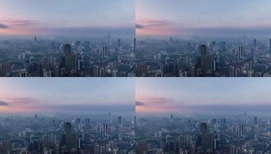 4K上海城市日出平流雾航拍高清在线视频素材下载