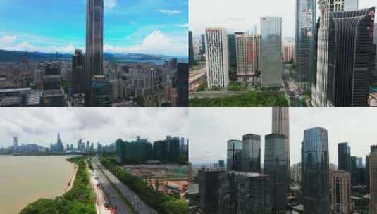 深圳城市建筑多镜头航拍高清在线视频素材下载